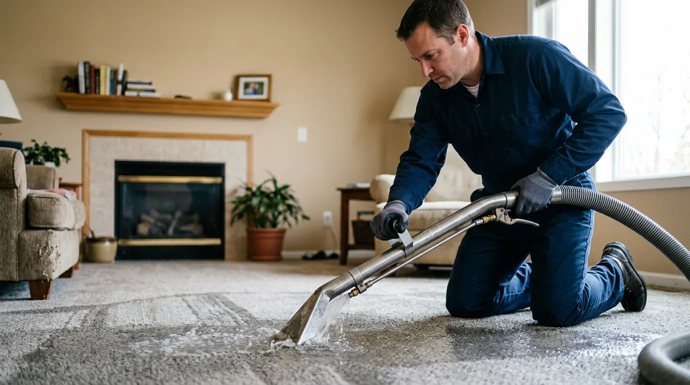 Water damage restoration technician working near Clintonville, WI